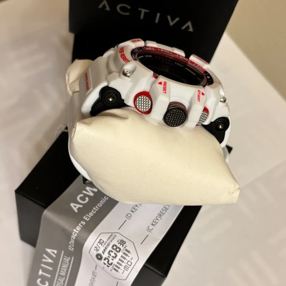 Activa Invicta Digital Mens Watch 56mm White Red Sports ACW8020-012 New